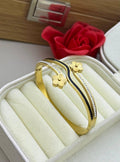 Bracelet jonc double fleurs dorées_Darb Shop
