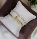 Duo bracelet clou et strass dores_ Darb Shop