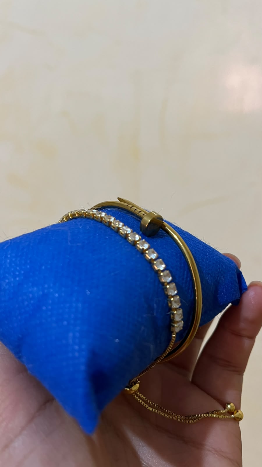 Duo bracelet clou et strass dores_ Darb Shop