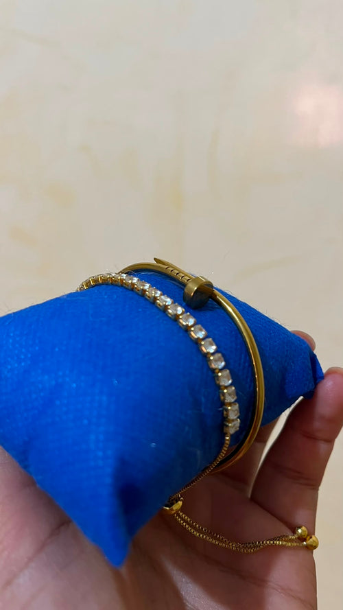 Duo bracelet clou et strass dores_ Darb Shop