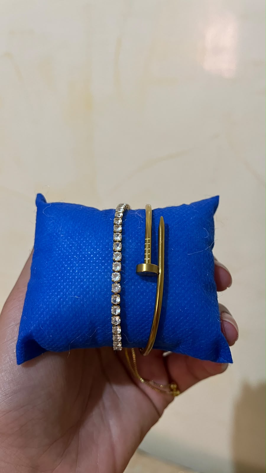 Duo bracelet clou et strass dores_ Darb Shop